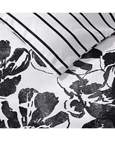 City Scene Soho Floral Microfiber Black 2 Piece Duvet Cover Set-Twin