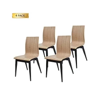 Slickblue Stylish Set of 4 Kitchen Dining Chairs Bentwood Seats with Sturdy Metal Legs