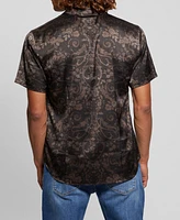 Guess Men's Short Sleeve Charm Decorative Button-Down Shirt