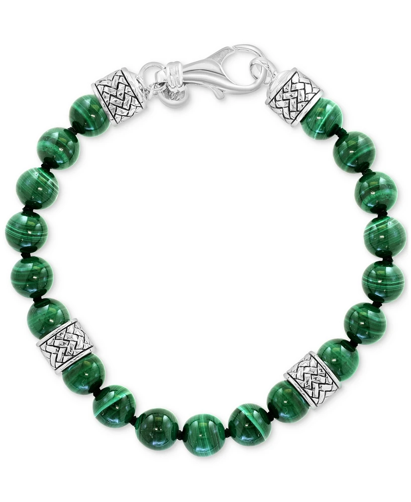 Effy Men's Malachite (8mm) Beaded Bracelet in Sterling Silver