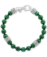 Effy Men's Malachite (8mm) Beaded Bracelet in Sterling Silver