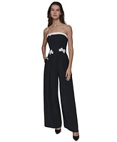 Karl Lagerfeld Paris Women's Beaded-Bow Strapless Jumpsuit