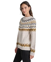 Dkny Jeans Women's Fair Isle Crewneck Raglan Sweater