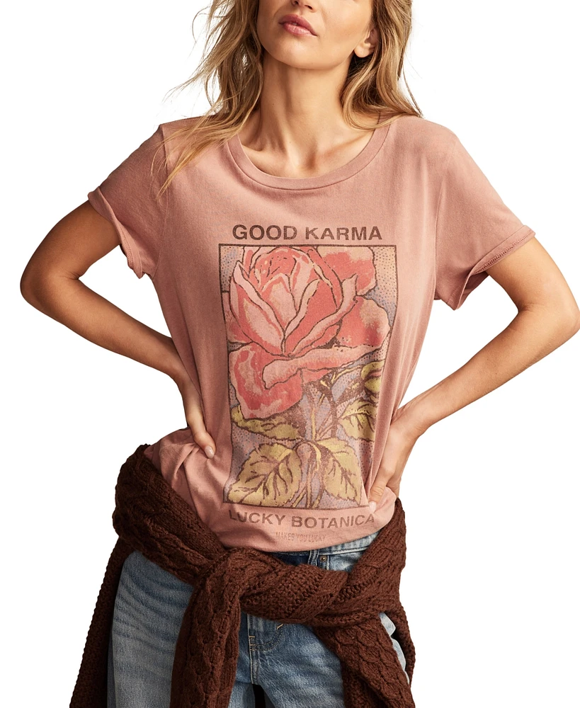 Lucky Brand Women's Cotton Good Karma Crewneck Tee