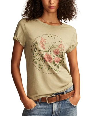 Lucky Brand Women's Circular Floral Crewneck Tee