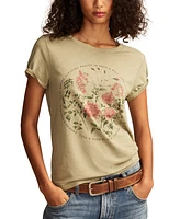 Lucky Brand Women's Circular Floral Crewneck Tee