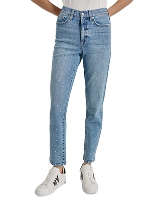 Dkny Jeans Women's High-Rise Slim Straight Scattered Rhine-Studs - OCE