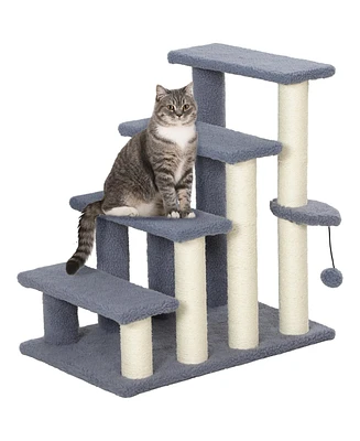 PawHut 4 Levels Cat Steps with Scratching Posts for High Bed, Sofa,