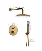 Casainc 10 Inch Wall Mounted Round Shower System Set with Handheld Spray