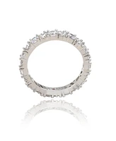 Suzy Levian Sterling Silver Cubic Zirconia Round Baguette Cluster Eternity Band