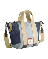 True Religion Licensed Patchwork Denim Tote Bag with Adjustable Strap