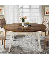 Tribesigns 47-Inch Round Dining Table with Solid Wood Legs,Industrial Dinner Table for 4-6 People