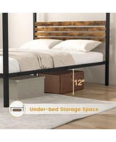 Sugift Queen Size Canopy Bed Frame with Under Bed Storage