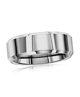 Metallo Polished Silver Tungsten Ring