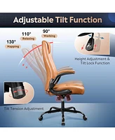 Devaise Computer Office Chair, High Back Ergonomic Desk Chair with Adjustable Flip-up Armrests, Lumbar Support and Thick Headrest