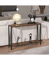 gaomon Console Table, 43.0" Entryway Table with Storage, Industrial Sofa Table with V Design