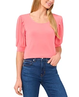 CeCe Women's Shirred Scoop-Neck 3/4-Sleeve Knit Top