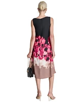 Dkny Women's Floral Asymmetric Cowlneck Midi Dress