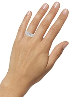 Diamond Halo Three Stone Ring (1 ct. t.w.) in 14k White Gold