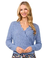 CeCe Women's Pointelle-Knit Wrap Sweater