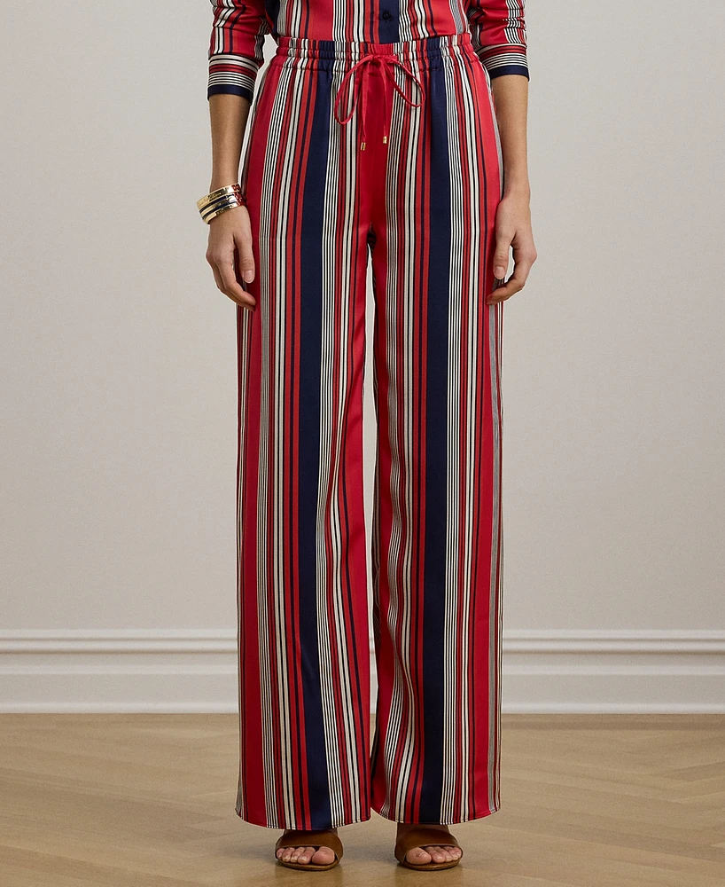 Lauren Ralph Petite Striped Satin Charmeuse Wide-Leg Pants