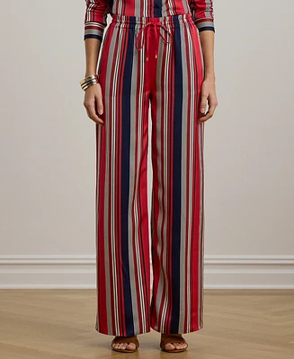 Lauren Ralph Petite Striped Satin Charmeuse Wide-Leg Pants