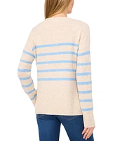 CeCe Women's Long-Sleeve Striped Crewneck Sweater