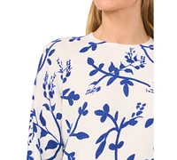 CeCe Women's Floral Vines Long-Sleeve Crewneck Sweater