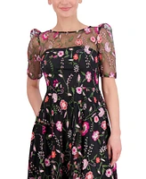 Eliza J Women's Boat-Neck Floral-Embroidered Lace Dress