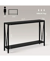 gaomon Console Table, 2-Tier Entryway Table with Storage, Narrow Sofa Table with V Design, 43" Industrial Console Table