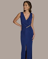 Donna Karan New York Women's Faux-Wrap Embellished Gown