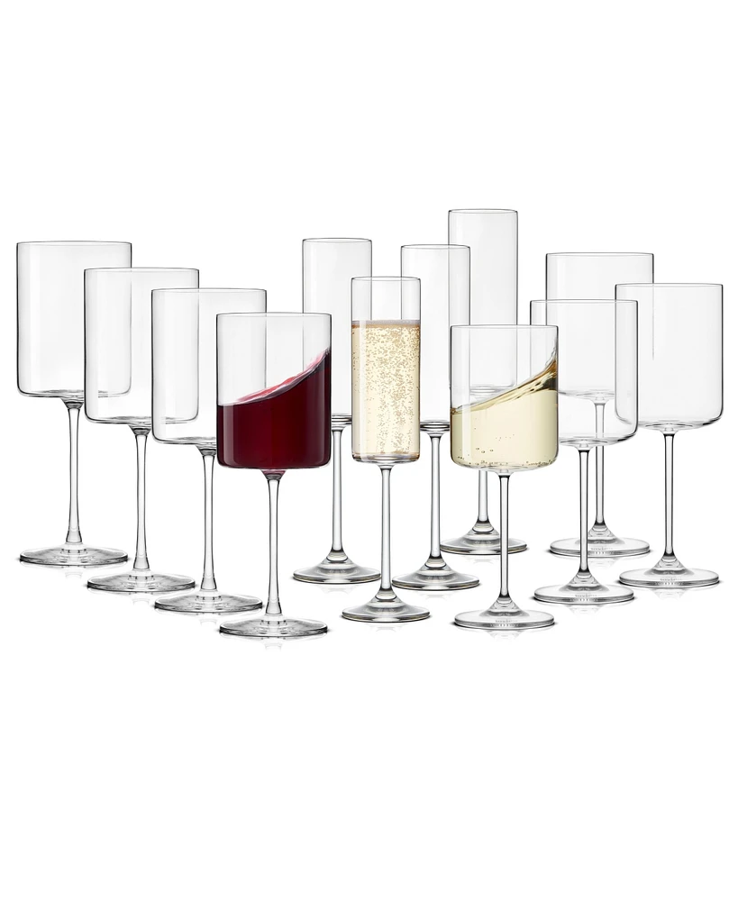 JoyJolt Claire Wine and Champagne Glasses, Set of 12