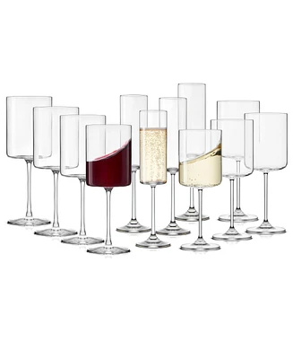 JoyJolt Claire Wine and Champagne Glasses, Set of 12