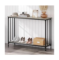gaomon Console Table, Sofa Tables Narrow Entryway Table with Wood Shelf and Metal Frame