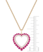 Ruby (1-1/4 ct. t.w.) & Diamond (1/4 ct. t.w.) Heart 18" Pendant Necklace in 14k Gold