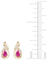 Emerald (1/2 ct. t.w.) & Diamond (1/10 Pear Drop Earrings 14k Gold (Also Ruby Sapphire)