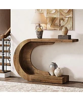 Tribesigns 43.3" C-Shaped Console Table, Mid-Century Modern Wood Entryway Hallway Table, Heavy-Duty Entry Accent Table for Hall, Living Room, Entrance