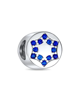 Bling Jewelry Hanukkah Blue Cz Star of David Charm Bead for Bracelets