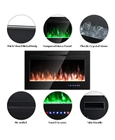 Sugift 36 Inch Electric Fireplace Insert Wall Mounted with Timer