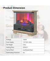 Sugift 27 Inch Freestanding Electric Fireplace with 3-Level Vivid Flame Thermostat