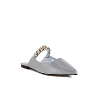 Rag & Co Magnum Diamante Strap Glitter Mules