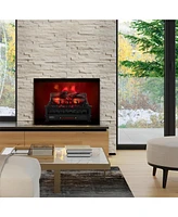 Skonyon 20 Inch Electric Fireplace Heater with Realistic Pinewood Ember Bed