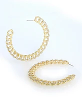 Steve Madden Faux Stone Curb Chain Hoop Earrings