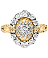 Diamond Halo Cluster Ring (1/4 ct. t.w.) in 14k Gold