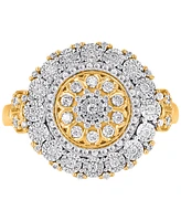 Diamond Baguette & Round Halo Cluster Ring (1/4 ct. t.w.) in 14k Gold