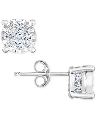 TruMiracle Diamond Cluster Stud Earrings (3/4 ct. t.w.) in 14k White Gold