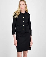 Anne Klein Womens Textured Five Button Jacket Sleeveless Sheath Dress