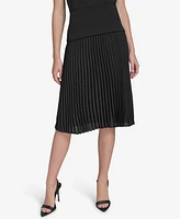 Halston Women's Mixed-Media Pleated Pull-On Skirt