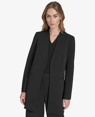 Halston Women's Collarless Open-Front Topper Jacket