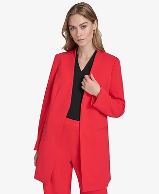 Halston Women's Collarless Open-Front Topper Jacket